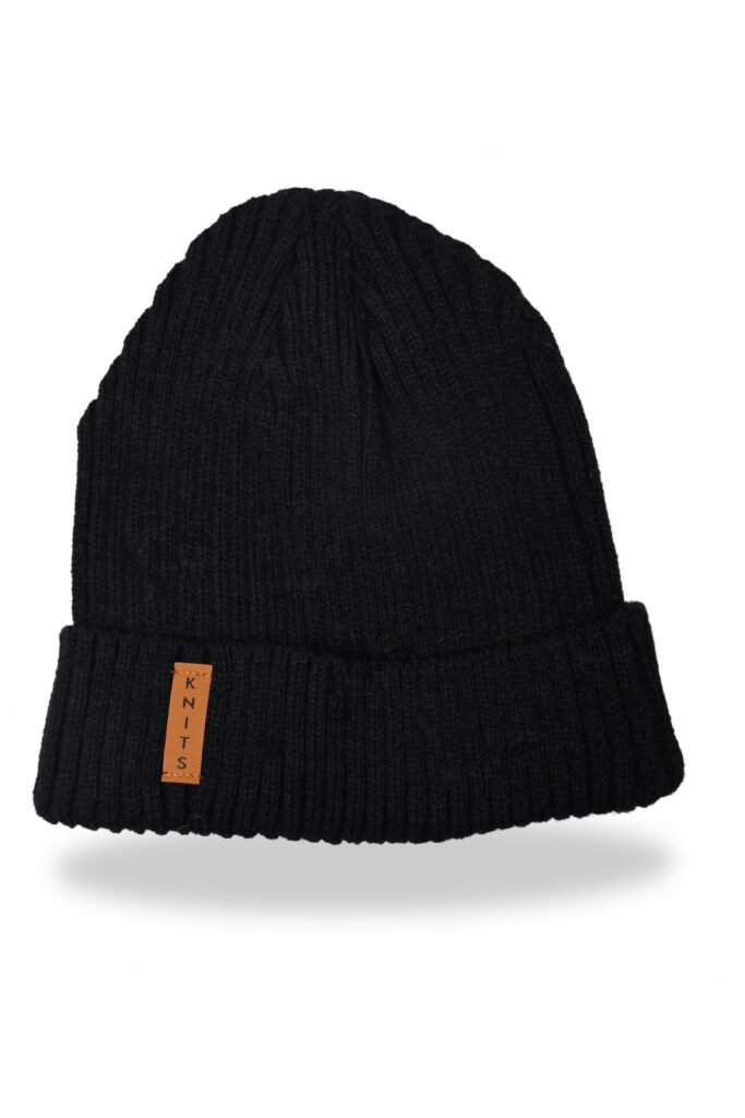 Rib Knit Warm Beanie-BLACK