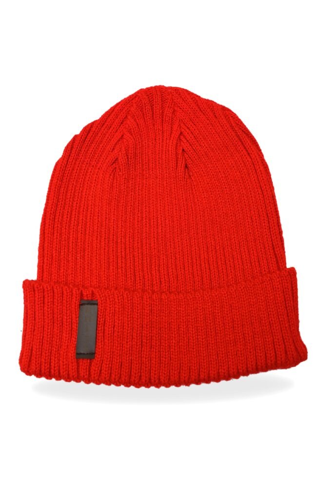 Rib Knit Warm Beanie-RED