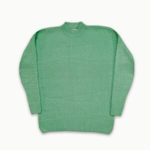 Premium Textured Rib Knit Cable Sweater - Sea Green