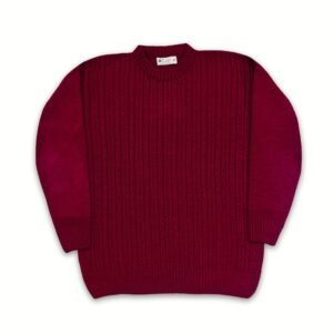 Premium Textured Cable Knit Sweater -  Wine Red